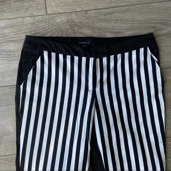 Cynthia Rowley Black White Striped Two Tunes  Stretchy Cropped Pants - Picture 3 of 12